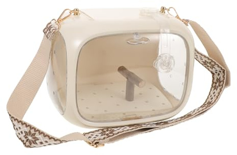 VILLFUL Portable Parrot Travel Cage with Strap Shockproof Structure Ventilated Design Multifunctional Bird Carrier with Perch and Food Box for Safe Outdoor Transport and Easy Cleaning