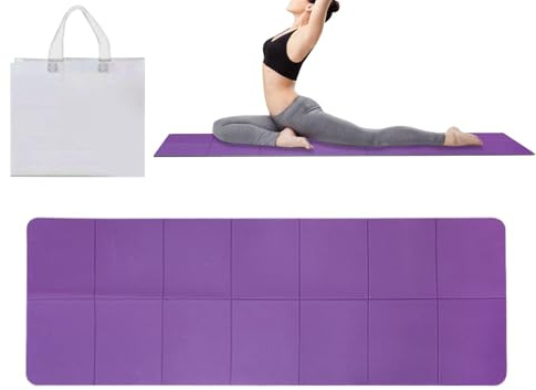 Fyrdyn Alfombra de Yoga Plegable | Tapete Antideslizante para Fitness de 6 mm - Colchoneta Ligera de Yoga Plegable con Bolsa de Almacenamiento para Viajes Casa Exteriores Estudio Entrenamiento,Para