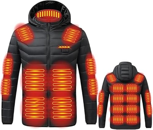 Genérico Chaqueta Calefactable Unisex Hombre Mujer, Calentador Abrigo Térmico Eléctrico USB con 21 Zonas Calefactables Chaquetas Calefactor Temperatura Ajustable para Moto al Aire Libre