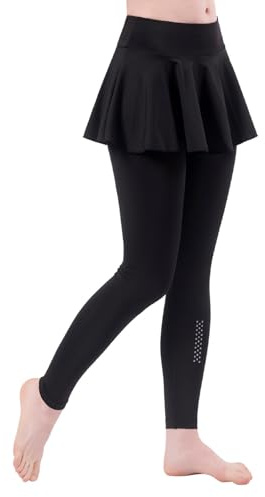 RuiChy 2 en 1 Legging avec Jupe de Sport Femmes Jupe de Tennis Plissée Haute Taille avec Pantalon de Yoga à Carreaux Réfléchissants, Short-Jupe Élastique Leggings de Sport pour Gym Course (M)