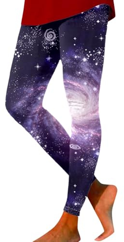Generisch Galaxy Leggings Mujer Cintura Alta Disfraz de Carnaval Galaxia Impreso Colorido Leggins Deportes Fitness Running Yoga Pantalones Elásticos Pantalones de Yoga Mujer Cielo Estrellado Espacio