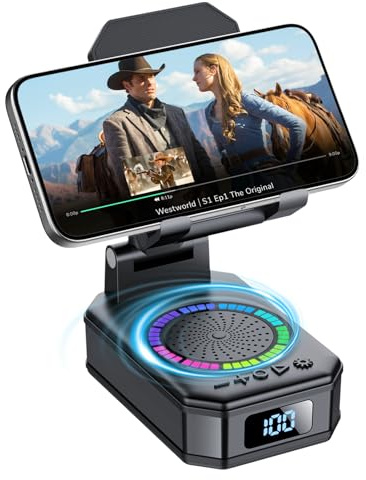 Altavoz Bluetooth Pequeño, Altavoz Portátil Bluetooth con Soporte para Móvil, Base Antideslizante, Sonido Envolvente HD, Recargable, Regalo Original para Hombre Mujer, Compatible con iOS y Android