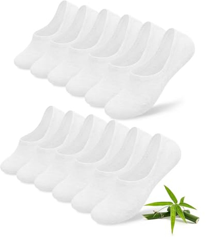 FALARY Bamboo No Show Trainer Socks for Womens Men 6 Pairs Invisible Low Cut Ankle Socks with Non-Slip Silicone Stripes