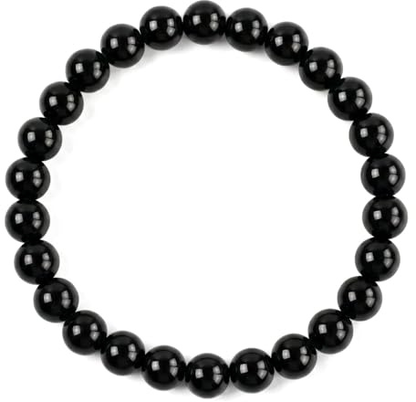Zirax Natural Black Beaded Bracelet for Men and Women 8mm Healing Crystal Stone Stretch Bracelets Yoga Meditation Jewelry Gifts