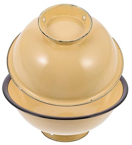 Hemobllo Bols Émaillés Multifonction 18 Cm Jaunes Lot de 2, Vaisselle Vintage en Émail pour Cuisine et Camping, Contenant Alimentaire Résistant aux Bords Lisses