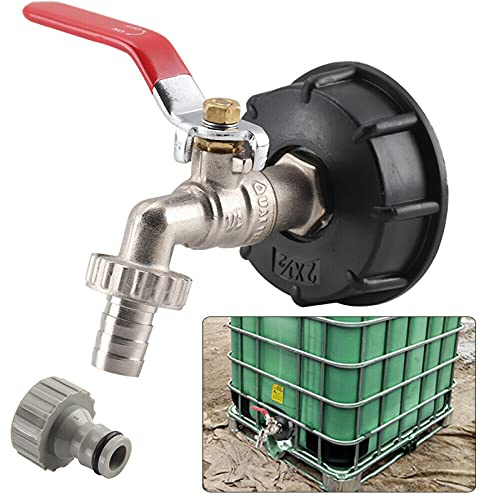 IBC Tank Adapter IBC Tote Tank Drain Adapter S60X6 to Brass Garden Tap with 1/2 Hose Fitting Oil Fuel Water