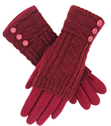 2-in-1 Thick Cotton Touchscreen Texting Gloves, 3-Way Wear Knit Gloves | Soft thick fleece lining, 3 wearing modes,touch screen full finger + knitted fingerless,warm, for texting,daily use
