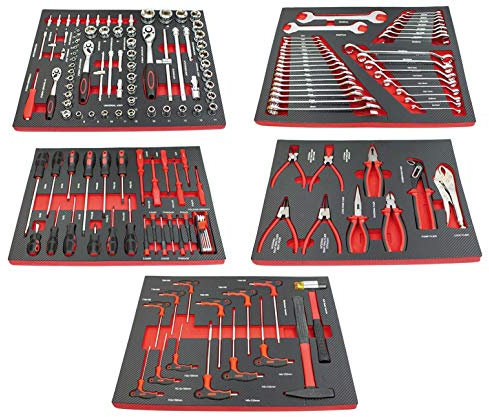 JOMAFA EDICION CARBONO - CONJUNTO MÓDULOS DE HERRAMIENTAS EVA PARA CARRO, 160 piezas