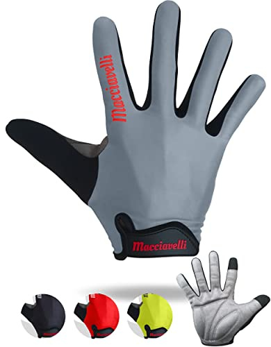 MACCIAVELLI® - Guanti MTB, Guanti Bici, Guanti Touch Screen adatti per Bici da Strada e Mountain Bike, Guanti Ciclismo per Uomo e Donna (Grigio)