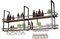 Decken Weinregal Metall Weinregal Palette beflammt, Wandbar mit mit Dampfglashalter Wand Flaschenhalter,Multi funktionaler Weinpareite Display Rack Vintage, Geschenk Bars/Restaurants/Küchen Schwarz (