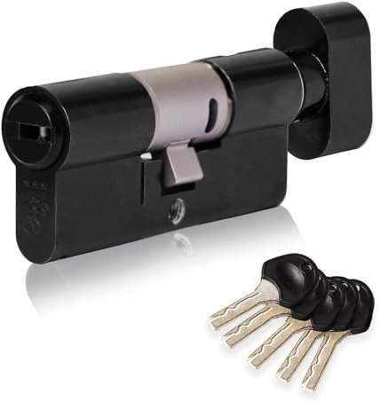 XFORT Colossus Matt Black 3 Star Kitemarked Thumb Turn Euro Cylinder Lock 50EX/50T (100mm), British Standard TS007 Anti-Snap Barrel Lock, Upvc Door Lock.