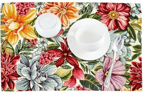 Tovaglietta Americana prima colazione linea MEXICO in tessuto Gobelin lavorato a jacquard (FIORE)