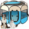 Lighterday Tragbarer Welpenauslauf,Welpenlaufstall Hundebox Faltbar Katzengehege,Wasserdichtes Oxford-Tuch Laufstall Hund,Katzenkäfig Hundekäfig für Katzen,Hunde,Kaninchen (Blau, S, 8)