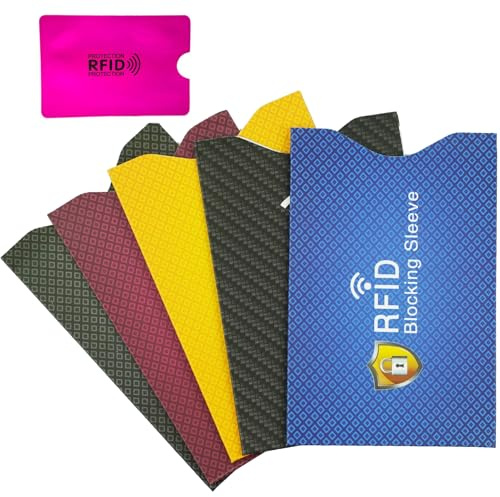 Étuis RFID Blocking NFC (6 pièces) pour carte et crédit, Multicolore