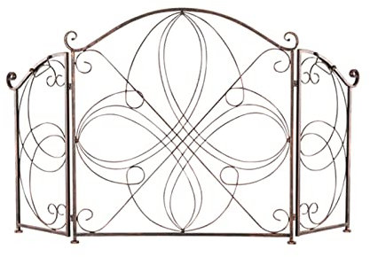 Vintage Iron Fireplace Screen with Retro Old Pattern Living Room Decoration Fireplace Panels and Corners Spark Fire Guard for Marriage