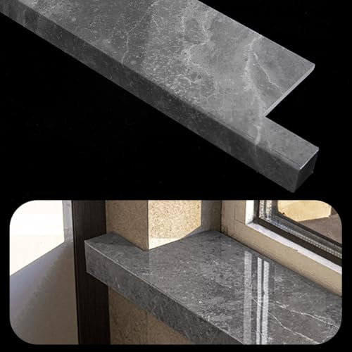 ZMQU Panneau de fenêtre, Rebord de fenêtre avec Finition carrelage Noir, Plaque de Protection décorative for Baie vitrée, Nez de Marche/seuil d'intérieur (160 x 18 cm)(180x20cm/70.9x7.9in)