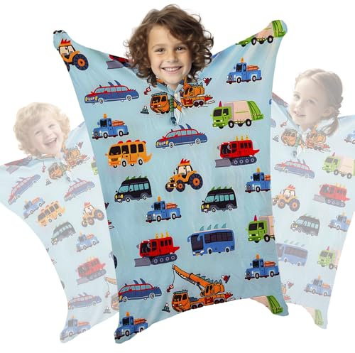 Sensorisk helkroppsstrumpa för barn, lugnande sensorisk strumpa stretchig body sox för att minska stress för barn och vuxna med ADHD och autism (Blått bilmönster, M)