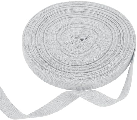 QUARKZMAN Nastro in Sarga di Cotone 10mm x 10 Metri Nastro A Spina di Pesce Nastro A Bordo Obliquo per Fai da Te Cucire Confezione Regalo Grigio Chiaro