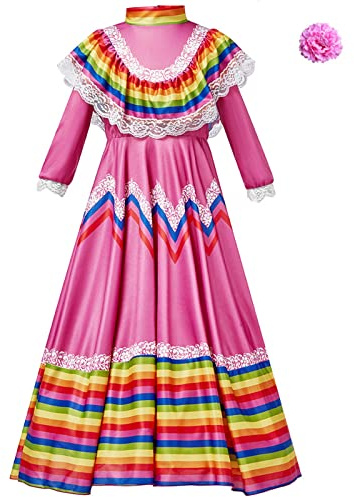 Niños Niño Niñas Vestido Tradicional Estilo Nacional Vestido de Princesa de Baile de Manga Larga con Tocado Flor Cosplay Vestido de de cumpleaños