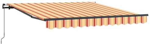 Kaorsrow Toldo con brazo articulado retráctil de 350 x 250 cm, toldo manual para terraza, jardín y exterior a rayas amarillas y naranjas, resistente