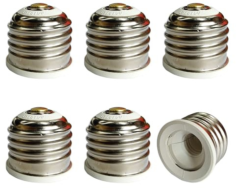 E-Simpo 6pcs E26/E27 to E11 Light Socket Adapter, UL Approved CFL LED E26/E27 Standard Medium Screw to Mini Candelabra E11 Socket Adapter Converter
