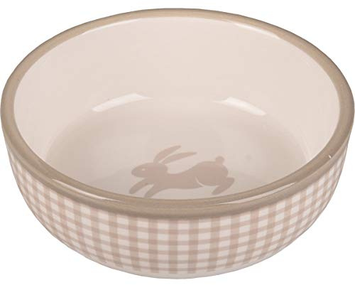 Flamingo Ciotola per Cibo RODITORE Mylo CERAMICO Beige-Bianco 13,3x13,3x4,6CM 400ML