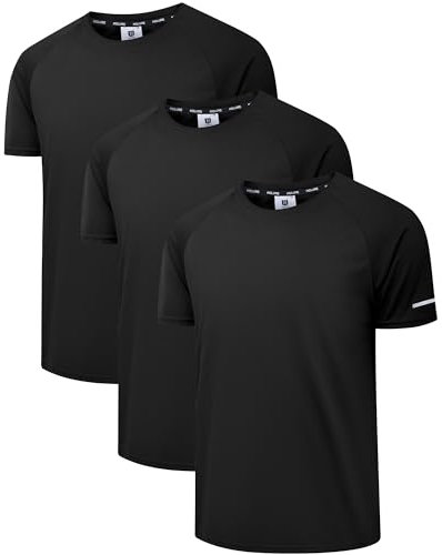 Holure Men's Sportswear Breathable T-Shirts Quick-Drying Short-Sleeve Shirts Black/Black/Black-XXL
