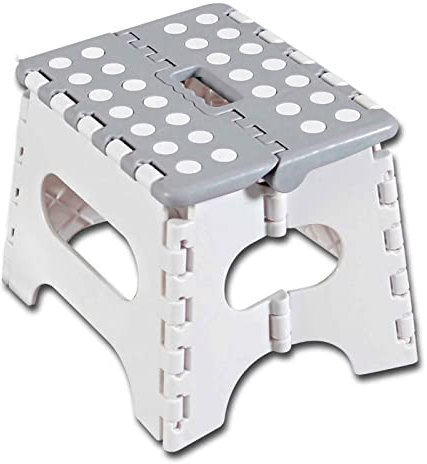 AC - Taburete Plegable - Fabricado en PVC - Multiusos de plástico Resistente y Duradero. Ideal para escuelas, guarderías u hogar. - 29 x 22 x 27 cm -Blanco