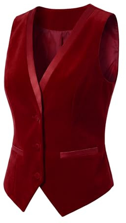 Allegra K Women Vintage Velvet Sleeveless Waistcoat