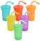 volumoon Vasos Infantiles con Pajita, 6 Piezas Vasos de Plástico Reutilizables de Colores con Tapa y Pajita, Tazas de Café para Bebidas Frías, Tazas de Agua para Fiestas de Niños y Adultos (6 Colores)