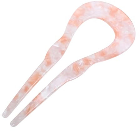 BELLIFFY Forcina Cinese a Forcina u in Acetato Bastoncino Per Chioma Antiscivolo Accessorio Per Chioma Da Donna e Ragazza Per Acconciature Lunghi e Folti Colore Rosa Salmone