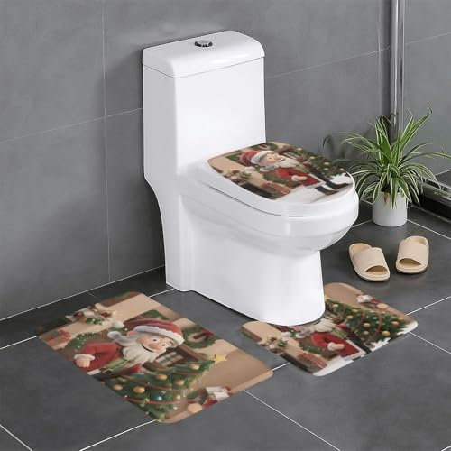 Funny Christmas Mikrofaser-Badezimmer-Set, flauschig, saugfähig, grau, 3-teilig