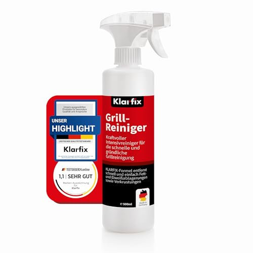 Klarfix Grillreiniger | Spezialreiniger zur Grill-Reinigung nach dem Grillen | Profi-Reiniger für Gas-, Holzkohle- und Elektrogrill | Grillrost Reiniger (1x 500ml)
