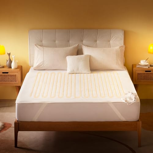 Sonive Electric Blanket Single, Heated Blanket 72cm x 135cm with 3 Different Heat Settings, Fitted Heated Mattress Cover with Overheat Protection, Uniform Heating, Machine Washable