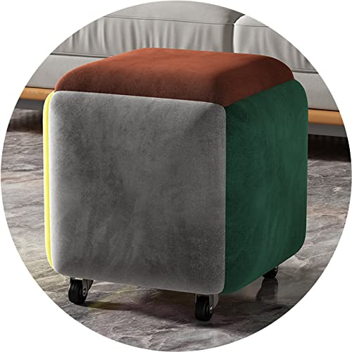 FHDCNTO 5 Couleurs en Velours Magique Tabouret de Cube 5 en 1 Chaise combinée, canapé-Salle à Manger Ottomans avec Cadre en Acier en Carbone et Roues pivotantes (Taille: 48x48x44 cm)