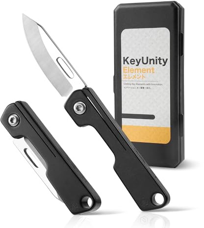 KeyUnity KK19 Mini coltello pieghevole, coltello pieghevole leggero, con impugnatura in titanio, strumento EDC compatto per l'uso quotidiano (Nero)
