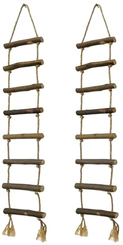 2 Stück Wichtel Strickleiter aus Holz & Seil (70x10cm) – Mini Seilleiter für Wichteltür, Weihnachtswichtel & Puppenhaus – Wichtel Zubehör Weihnachten – Skandinavische Deko für Kinderzimmer & Basteln