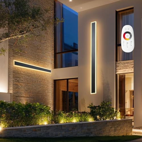 VEVOR Outdoor Wall Lights, 2 Pack, 59.1 Inch Long Strip Modern Exterior Wall Sconce Light Fixtures, 2700K-6000K, IP65 Waterproof Anti-Rust, Dimmable Outside Wall Mount Lighting, for House Porch Garage