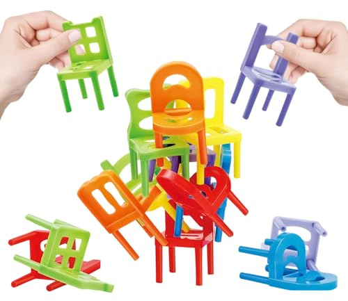 DAWCBVJQ Stacking Chairs Game for Kids - Educational Fun Interactive Colorful Party Challenges - Family Party Chair Stacking Game,for Family Friends Lovers Boys Girls Children
