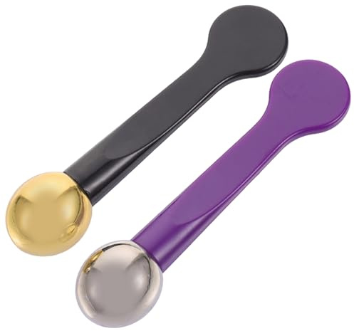 Garneck Lot de 2 Cuillères Professionnelles en Alliage de Zinc pour Crème Contour des Yeux, Massage Oculaire Portable, Accessoires pour Soin Quotidien, Massage Agréable, Taille Compacte
