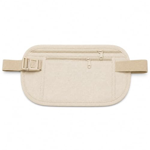 RFID Blocking Money Belt, Hidden Travel Waist Bag for Men & Women | Organised zipped storage for passport phone cash cards and keys at airports festivals crowded streets commuting and holidays