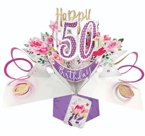 Blommor 50:e födelsedag pop-up gratulationskort original andra natur 3D pop up-kort