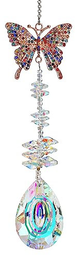H&D HYALINE & DORA Crystal Butterfly Rhinestones Suncatcher Window Hanging Ornament,Glass Suncatcher for Windows Rainbow Maker Decoration for Home