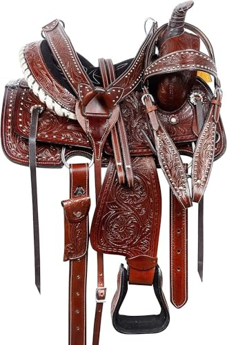 SHOWMEN CRAFT Sella Western Cavallo Rosso Laredo Pony/Shetty Sella Western per Bambini Sella Western Amigo Completa , 14