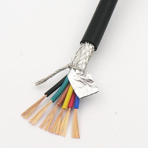 Générique Câble de Gaine de Fil blindé 6, 8 Noyau 0,75mm² avec Fil de Commande de Signal de Signal de cuivre à Double Bouclier à oxygène Pur Rvvp (Couleur : 5m, Taille : 6-Core 0.75mm2)