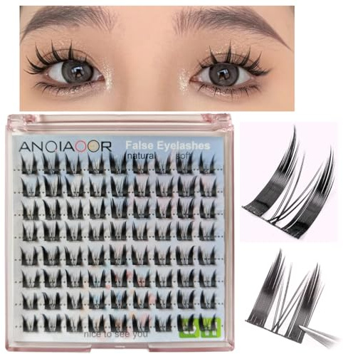 Cat Eye Lot de 12 paires de faux cils artificiels aspect naturel et ondulé en C Cateye Faux cils 3D naturels Œil de chat Hybride Wispy Volume Extensions de cils