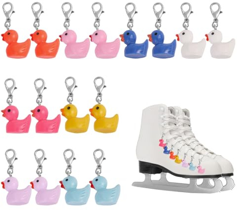 CHGCRAFT 16 Stück Kunstharz Enten Skate Charm Rollschuh Schuh Charm Clips Skate Schuh Spitzenzubehör Für Skate Schnürsenkel Bären Charms Zur Schmuckherstellung Mit Karabinerverschlüssen Aus Edelstahl