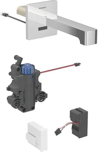 Robinetterie de lavabo Geberit Brenta, saillie 220mm, avec mitigeur thermostatique, alimentation au réseau, pour boîtier de fonction encastré, 116.297.21.1, Couleur: Chromé brillant