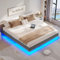 Brinlawb Bett 180x200 cm mit LED Beleuchtung Bettgestell 180x200cm mit Holzlatten und Metallrahmen bieten hervorragenden Halt, Bettrahmen 180x200 Floating Bed Frame Leichte Montage,Grau(ohne matratze)