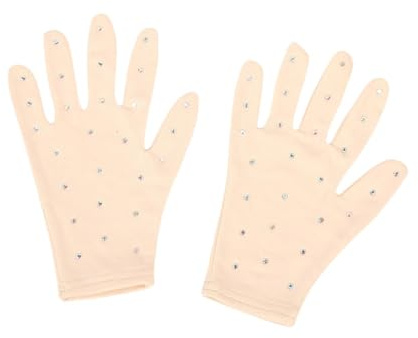 Perfeclan Gants de Patinage Artistique avec Strass pour débutants, Confortables, pour Spectacle, Test, Pratique du Patinage Artistique sur Glace, L Skin Color
